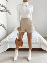 High Waist Chain Detail Corduroy Shorts